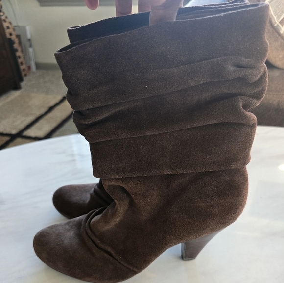 Jessica Simpson Boots Womens Sz 9B Brown Suede Mid Calf Heels Comfty - Picture 8 of 15